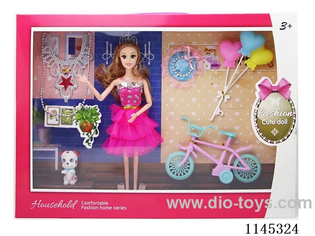 11.5’ 9 jointed solid Barbie with bicycle balloon