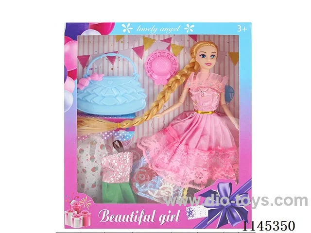 11.5’ 30cm 9 joints solid body colour print eye Barbie + clothes + bag + hat (clothes multi-colour mix)