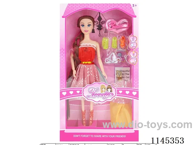 11.5’ 30cm 9 joints solid body colour print eye Barbie + accessories + clothes (clothes multi-colour mix)
