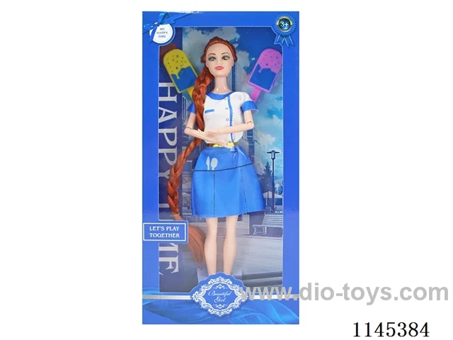 11.5’ 30cm 9 jointed solid colourful eye barbie + snow bar