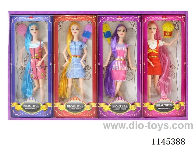11.5’ 30cm 11 jointed solid colourful eye barbie + gourmet 4 small box set