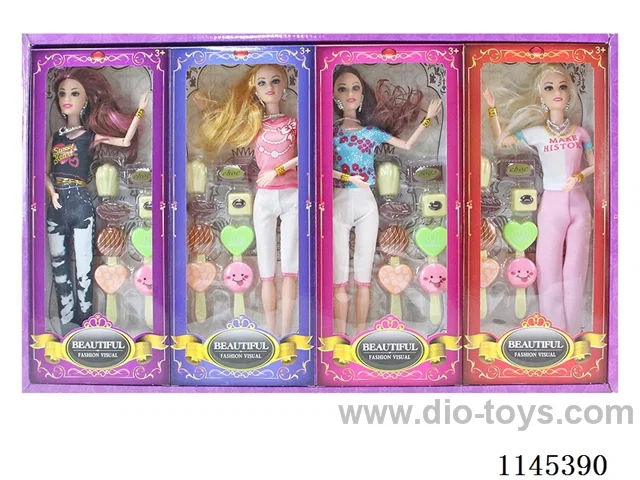 11.5’ 30cm 9 jointed solid body colour print eye lift Barbie + dessert + jewellery 4 small box set