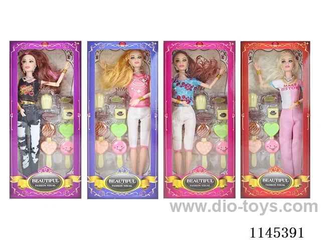 11.5’ 30cm 9 jointed solid colour print eye Barbie + dessert + jewellery