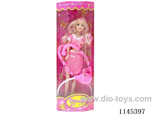 11’ 27cm 5 jointed empty body colour print eye barbie + stethoscope