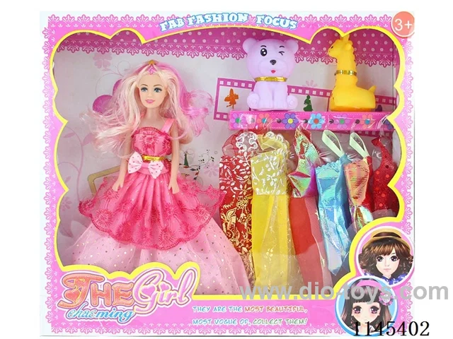 11’ 27cm 5 jointed empty body colourful print eye Barbie + BB whistle animal