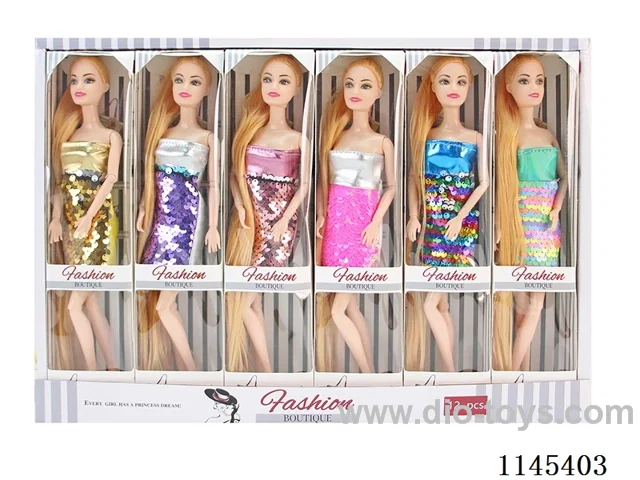 11.5’ 30cm 11 joints solid body colourful print eye Barbie display case 12 small pcs.