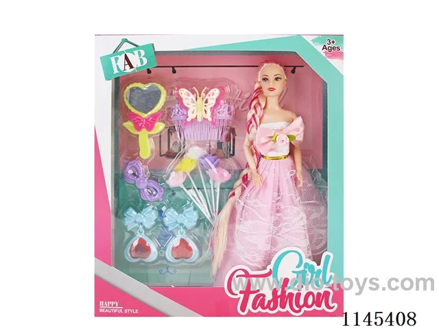 11.5’ 30cm 9 jointed solid colour eye barbie + accessories
