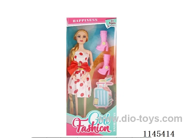 11.5’ 30cm 9 jointed solid colourful eye barbie + shoes