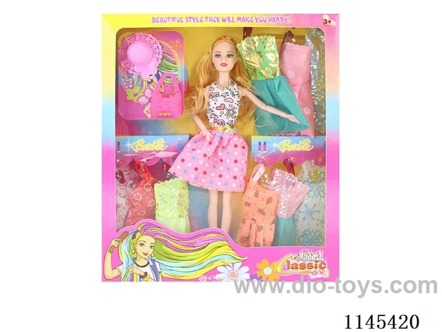 11.5 inch 30 cm 9 joints solid body colour print eye Barbie + clothes + bag + hat