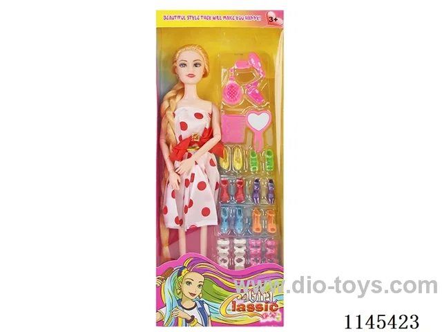 11.5’ 30cm 9 jointed solid colour eye barbie + shoe cabinet + accessories