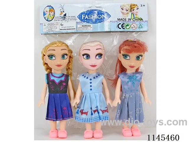 6’ 16cm 5 jointed solid body colourful eye doll three packs