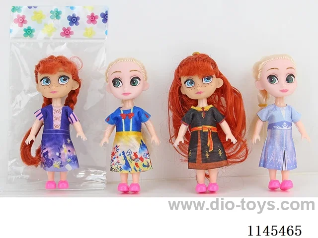 4.5’ 13cm 5 jointed solid body colour print eye dolls assorted