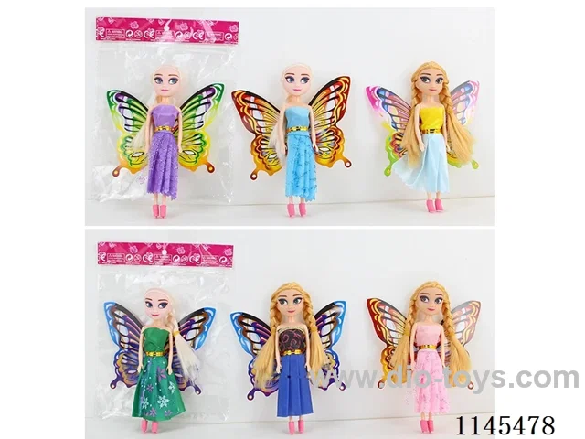 7’ 15cm 5 jointed Solid Colour Print Eye Doll + Butterfly Wings Mixed Pack