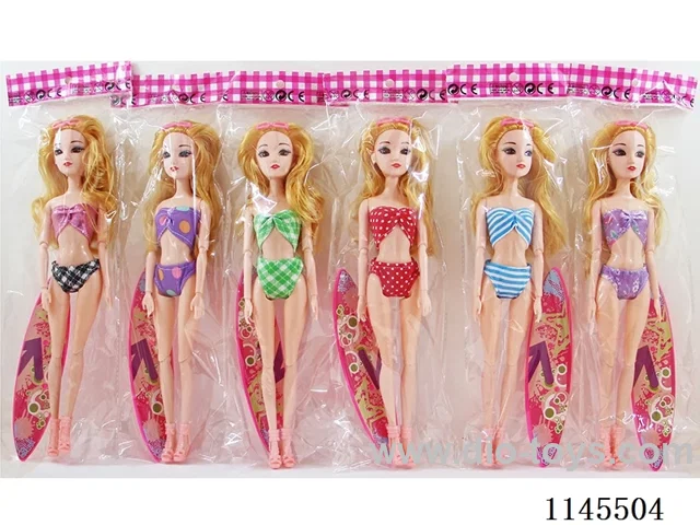11 joints, 11.5’ solid 3D eye doll with surfboard and goggles.