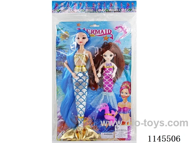 11‘ (30cm) Solid 9 Jointed Big Mermaid with 6’ (16cm) Solid Little Mermaid with Seahorse