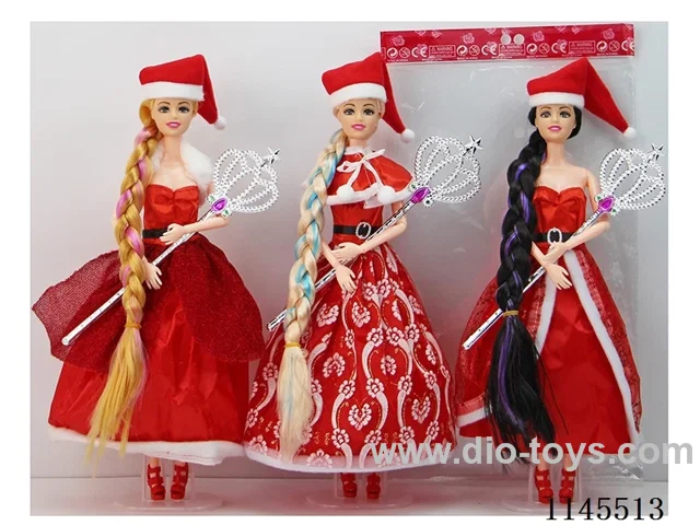 11.5’ 9 Articulated Solid Christmas Princess with Cane 3 Assorted