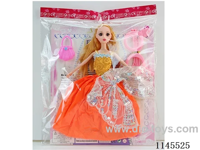 11.5’ 30cm 9 joints 3D real Barbie + glasses + bag (clothes multi-colour mix)