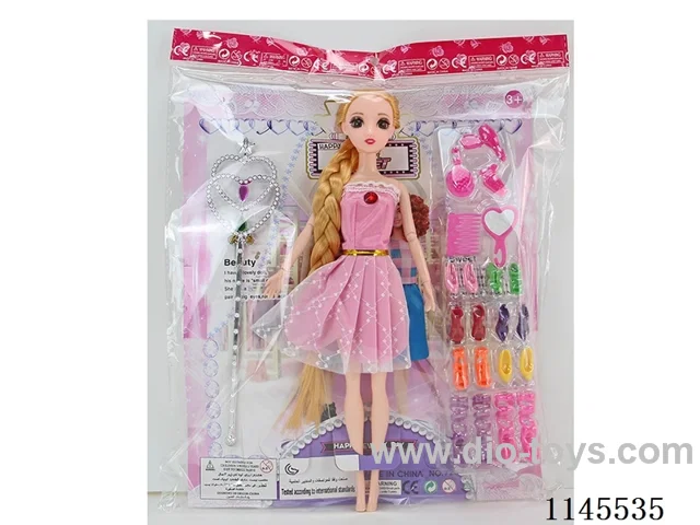 11.5’ 30cm 9 joints 3D real eye Barbie + shoe ladder + accessories + magic wand