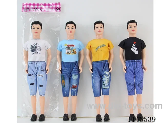 11.5’ 30cm 3 jointed solid body colour print eyelet man doll variety mix