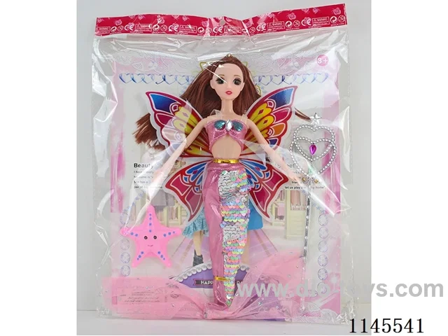 11.5’ 30cm 9 jointed solid colour eye mermaid Barbie+starfish+magic wand