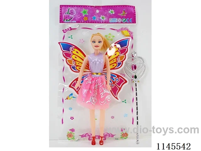 11.5’ 30cm 5 joints empty body with colour print eyes Barbie+Butterfly wings+Magic Wand