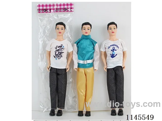 11.5’ 30cm 3 Jointed Solid Colour Printed Eyes Men's Barbie 3 Assorted