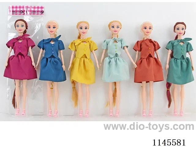 11.5’ 30cm 9 jointed solid colour print eye barbie assorted