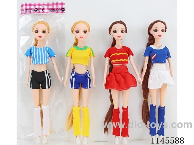 11.5’ 30cm 9 jointed solid 3D real eyes cheerleading uniform Barbie variety mix and match