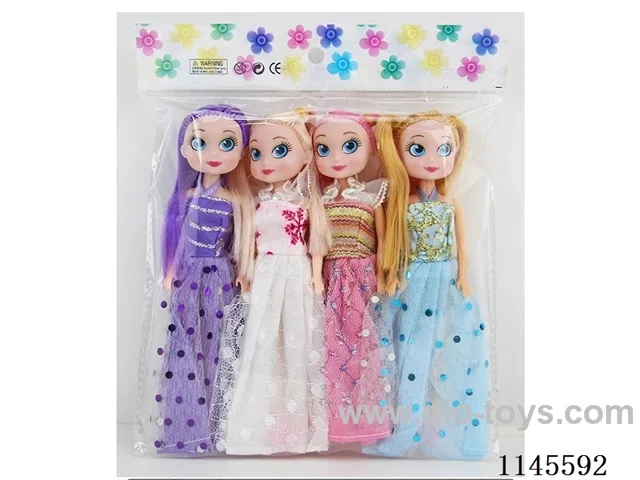 7’ 16cm 5 jointed solid body colour print eye Barbie four pack