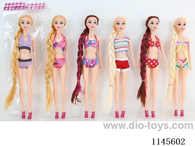 11.5’ 30cm 9 jointed solid body colourful eye barbie dolls assorted