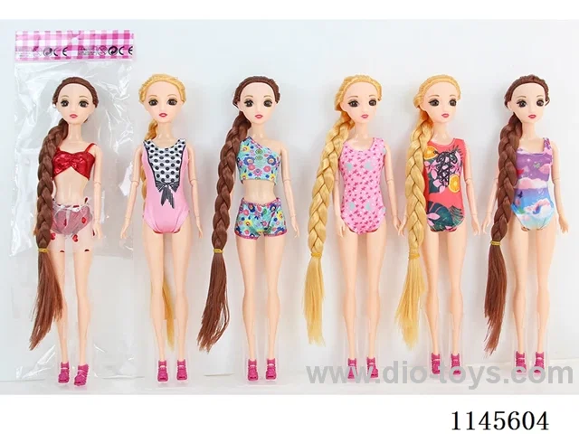 11.5’ 30cm 9 jointed solid body 3D real eye Barbie doll assorted
