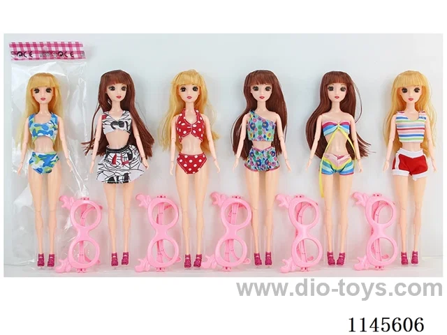 11.5’ 30cm 13 jointed 3D Barbie + Glasses Assortment
