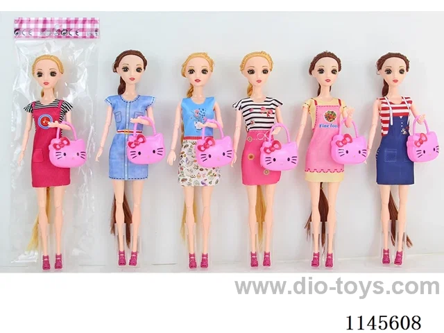 11.5’ 30cm 13 joints solid 3D real eye Barbie + kt cat bag mix & match