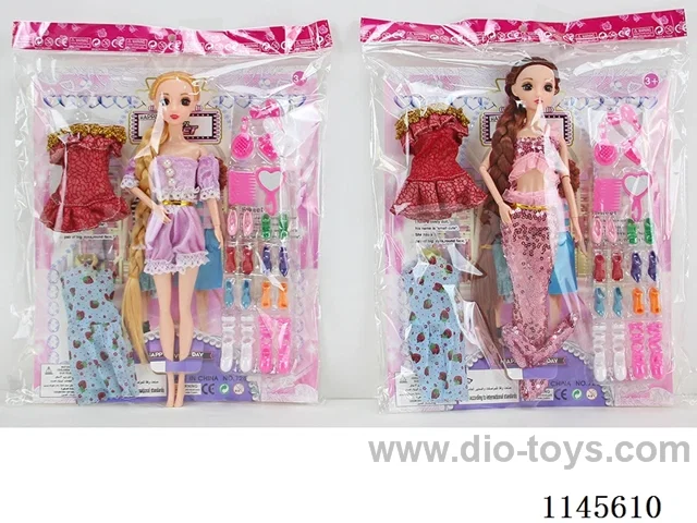 11.5’ 30cm 9 joints solid 3D real eyes Barbie/Mermaid doll + clothes + shoe cabinet two mixed packs