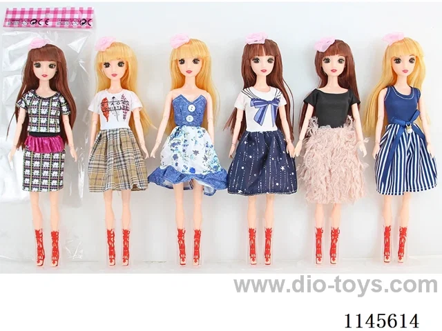 11.5’ 30cm 13 jointed solid 3D real eye Barbie + hair accessories assortment