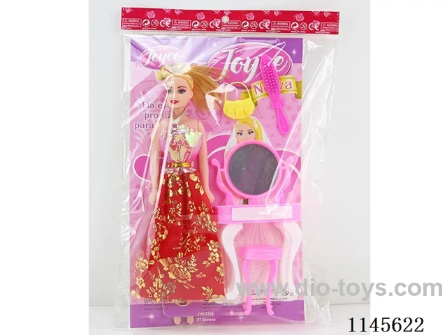 11 inch 27cm 5 joints empty body colour printing eye barbie + dresser + comb + bag