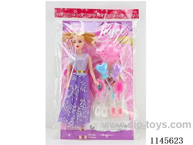 11 inch 27cm 5 joints empty body colour printing eyes barbie + bag + balloon + hat + shoes + mirror comb