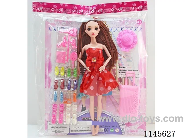 11.5’ 30cm 9 joints 3D Real Eyes Barbie + Shoebox + Luggage + Hat