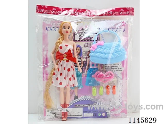 11.5’ 30cm 9 joints solid colourful eye Barbie + bag + accessories