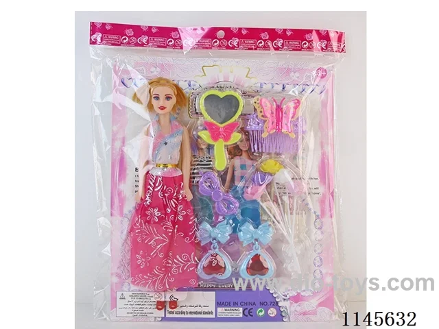 11’ 27cm 5 joints empty body colourful print eye barbie + flower + dressing props + earrings