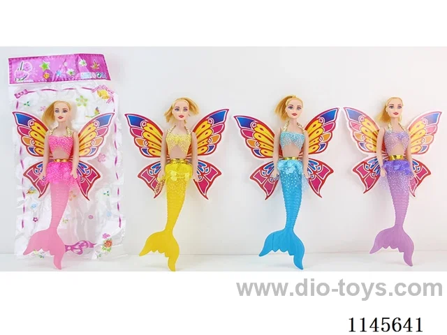 11’ 28cm 3 joints empty body colourful eyes mermaid doll + butterfly wings mix & match