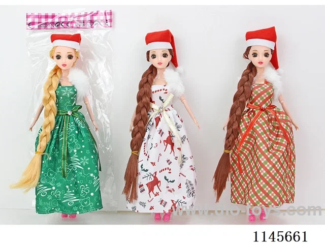 11.5’ 30cm 9 jointed solid 3D 3D real eyes Christmas theme Barbie shawl assorted
