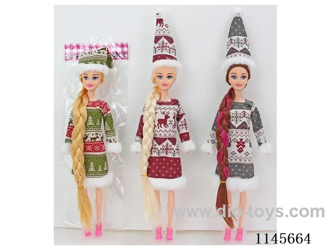 11.5’ 30cm 9 jointed solid body with colourful printed eyes Christmas theme Barbie Variety Pack