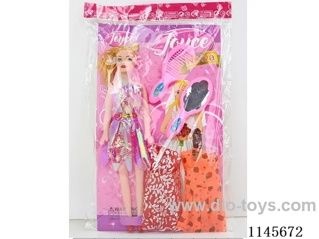11’ 26cm 5 jointed empty body with colour print eyes Barbie + dress + comb mirror
