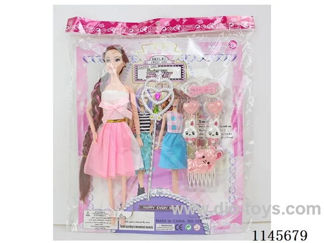 11.5’ 30cm 9 joints solid body colour print eye barbie + accessories + magic wand