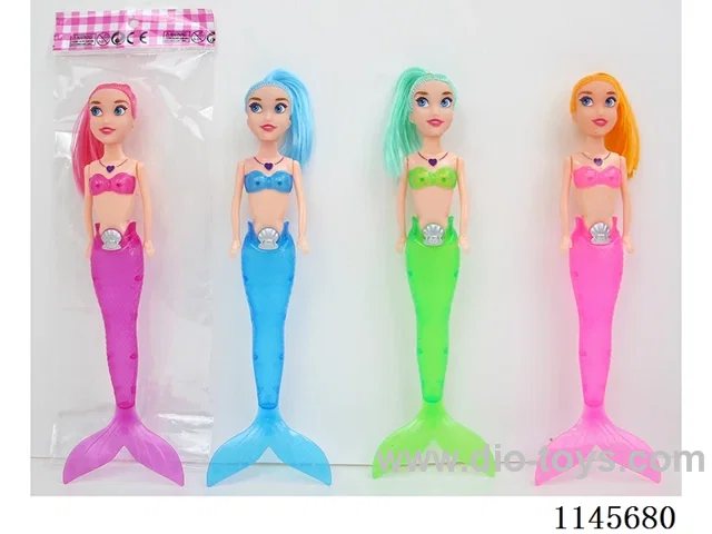 9 inch 28cm 3 joints solid body colourful printing eyes mermaid doll + lights various mixes