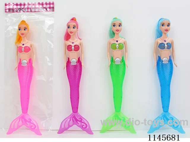 11.5’ 34cm 3 jointed solid body with colour print eyes mermaid doll + lights mix & match
