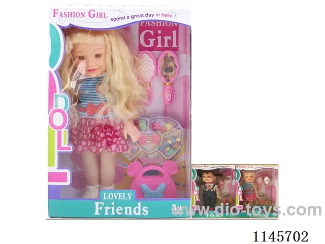 14 inch doll (accessories: comb, mirror, DIY hand beads, large blue bag) 2 mixed)