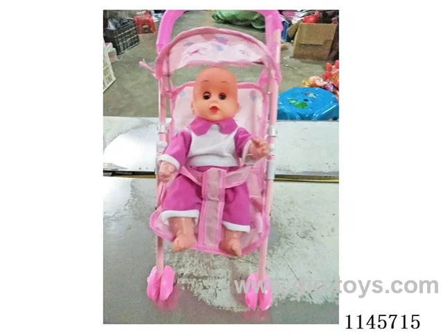 12’ Male Doll with Pacifier and Small Round Iron Trolley