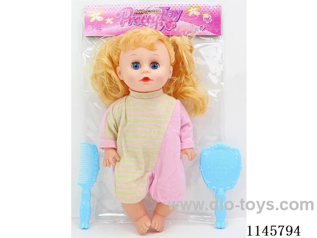 14’ 30cm 5 jointed hollow body female doll + comb + mirror + IC